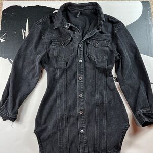 PrettyLittleThing Charcoal Denim Dress